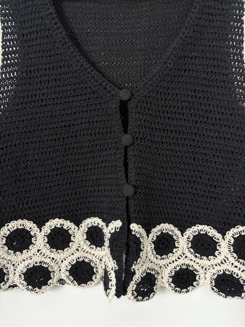 Mango Black Crochet Two-Piece Set with Cream Trim - Picture 5 of 8